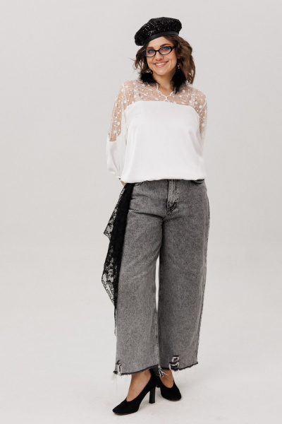 Блуза Anelli 1790 фарфоровое_кпужево - фото 6