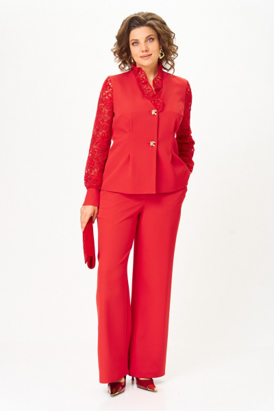 Брюки, жакет Vilena 1130 красный - фото 1