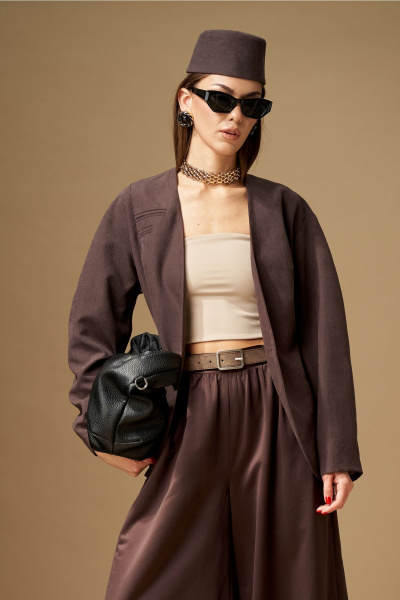 Брюки, жакет, топ N.O.W. 1647 коричневый - фото 4