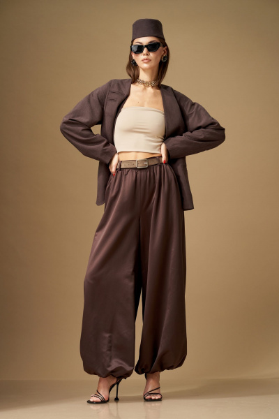 Брюки, жакет, топ N.O.W. 1647 коричневый - фото 3
