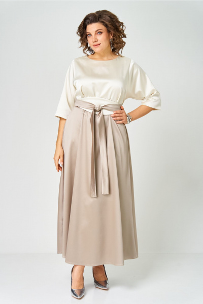 Платье ANASTASIA MAK 1229 молочный+капучино - фото 2