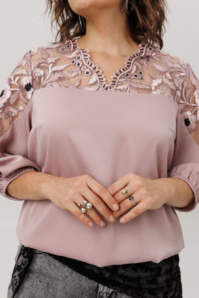 Блуза Anelli 1790 пудровая_вуаль - фото 10