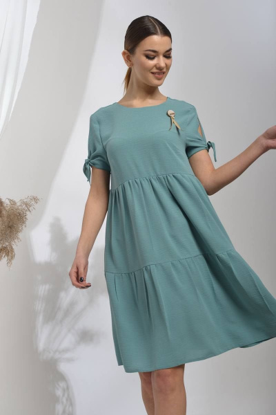 Платье летнее из вискозы с воланами и вырезом капля Sharm-Art 2041/2 - фото 1