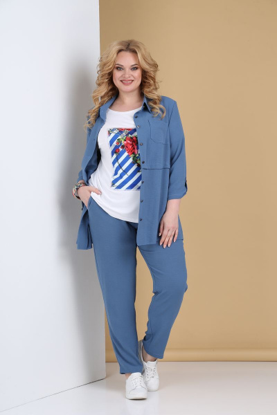Блуза, брюки, жакет Tensi 309 голубой - фото 1