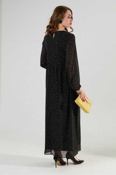 Жилет, платье, ремень NikVa 1021-2 чёрный в горошек и чёрный - фото 6