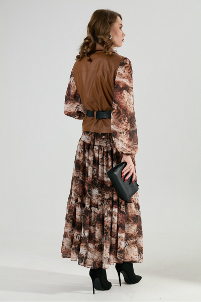Жилет, платье, ремень NikVa 1022-1 шоколад и тигровая абстракция - фото 5