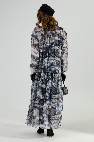 Жилет, платье, ремень NikVa 1024-1 чёрный и серая абстракция - фото 7