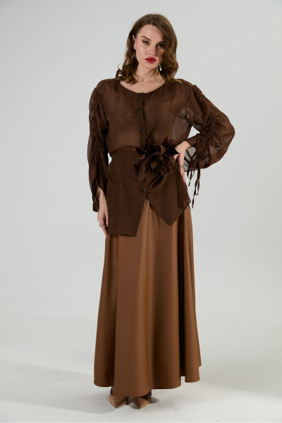 Блуза NikVa 1029-2 шоколад - фото 1
