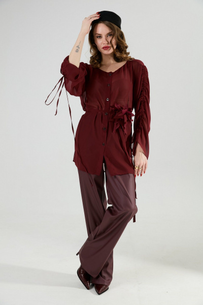 Блуза, брюки NikVa 1030-1 бордо - фото 5