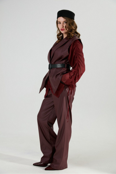 Блуза, брюки, жилет NikVa 1031-1 бордо - фото 10