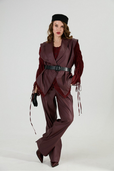Блуза, брюки, жилет NikVa 1031-1 бордо - фото 2