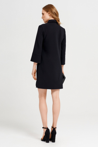 Платье деловое прямого кроя с карманами из текстиля Панда 47780z черный - фото 2