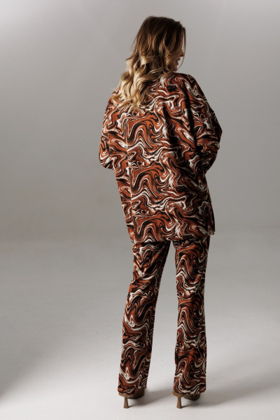 Блуза, брюки Ларс Стиль 1195 шоколадно-молочный - фото 4