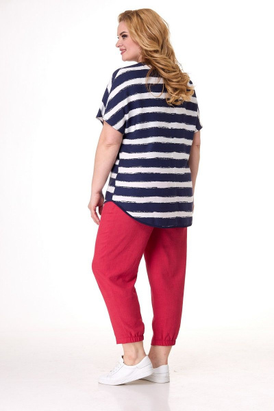 Летний комплект с рельефами и разноуровневой блузой Кэтисбел 2524 - фото 3