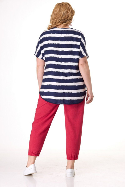 Летний комплект с рельефами и разноуровневой блузой Кэтисбел 2524 - фото 2
