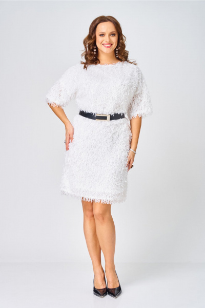 Платье Ольга Стиль Л-435 белое-молоко - фото 2