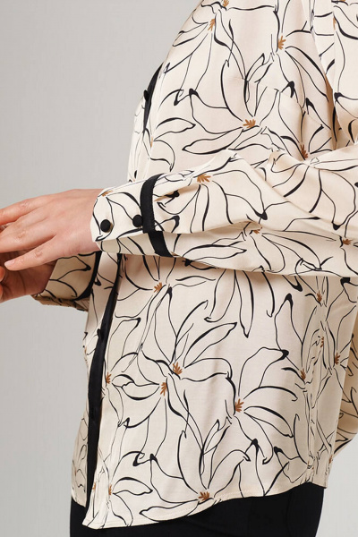 Блуза Nelva 23109 кремово-черный принт - фото 4