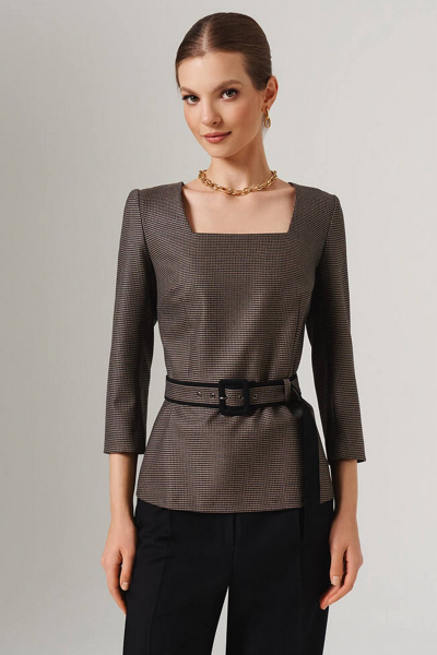 Блуза Nelva 23127 черно-бежевый - фото 1