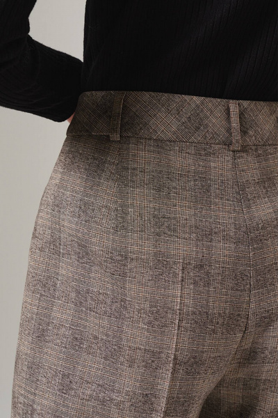 Брюки Nelva 31074 бежево-коричневая клетка - фото 4