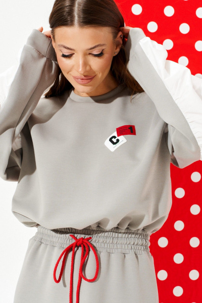 Платье ELLETTO 1120 серый - фото 6