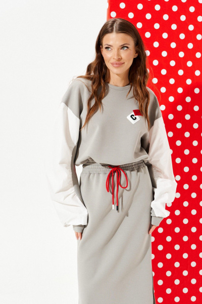 Платье ELLETTO 1120 серый - фото 4