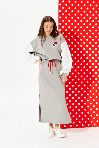 Платье ELLETTO 1120 серый - фото 3