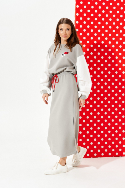 Платье ELLETTO 1120 серый - фото 2