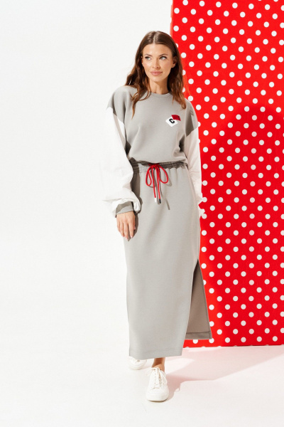 Платье ELLETTO 1120 серый - фото 1