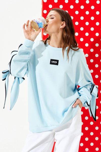 Свитшот ELLETTO 3950 голубой - фото 8