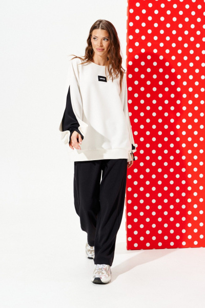 Брюки, свитшот ELLETTO 5331 молочно-черный - фото 7