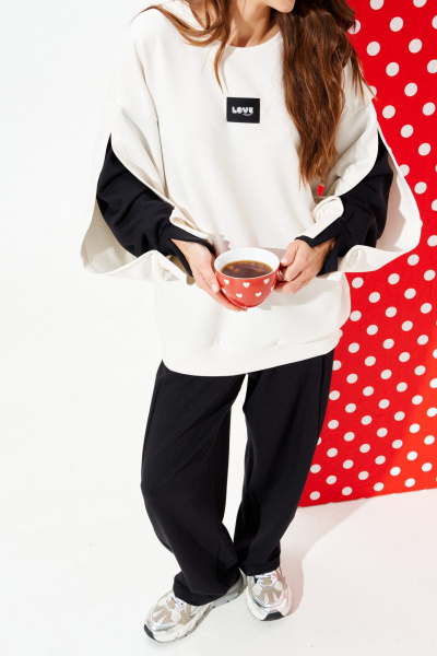 Брюки, свитшот ELLETTO 5331 молочно-черный - фото 3