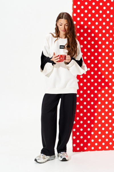 Брюки, свитшот ELLETTO 5331 молочно-черный - фото 2