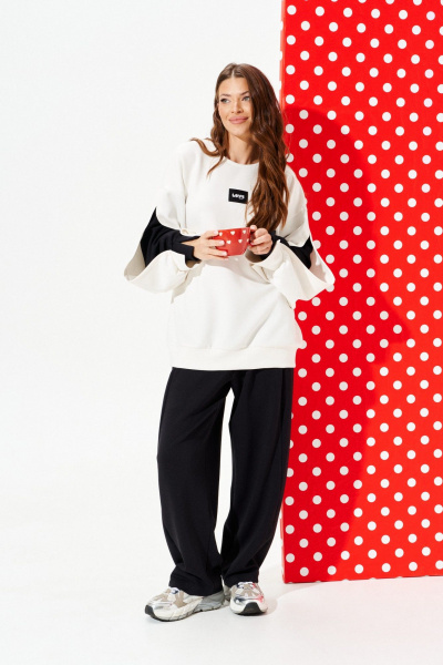 Брюки, свитшот ELLETTO 5331 молочно-черный - фото 1