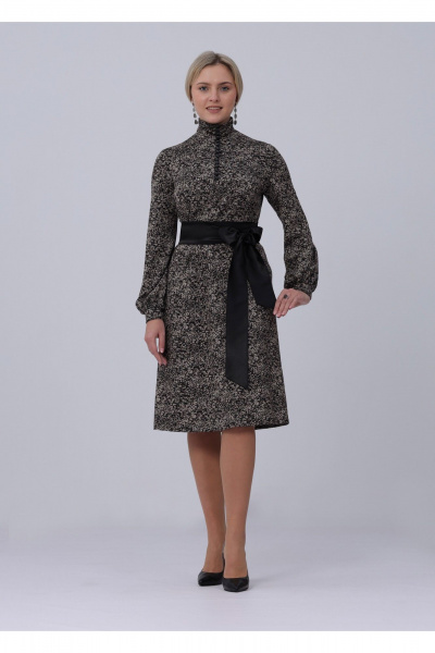 Платье Полинушка 623/2 бежевые цветы - фото 1