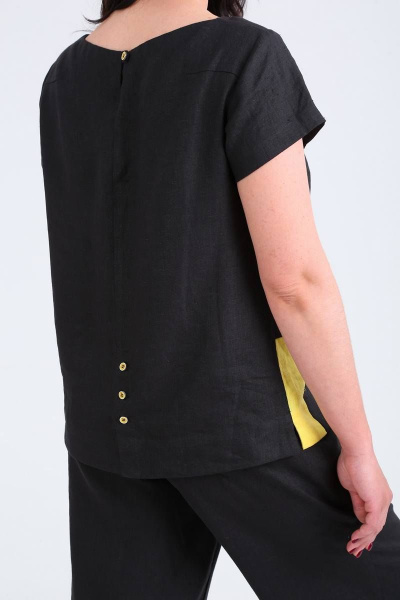 Костюм из льняных брюк-кюлотов и асимметричной блузы Ma Vie М575 черный - фото 6