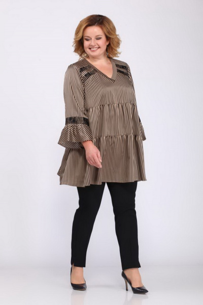 А-силуэта блуза с кружевом и V-вырезом Djerza 0223 - фото 5