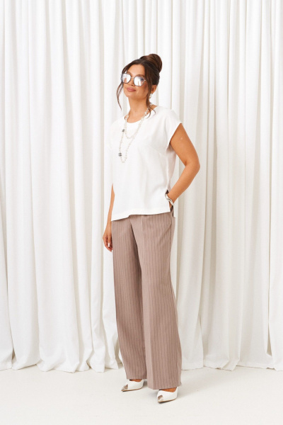 Блуза, брюки, жакет Beautiful&Free 6416 полоска_капучино - фото 8