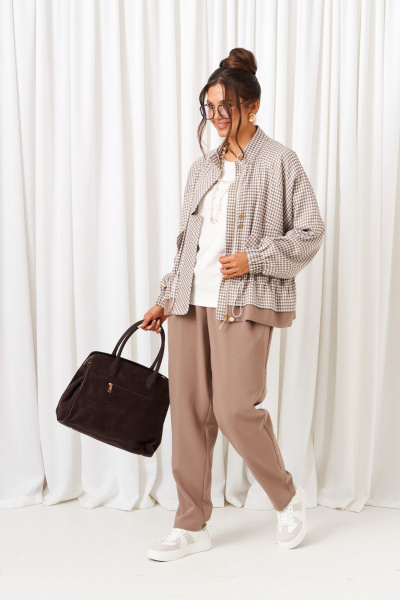 Блуза, брюки, жакет Beautiful&Free 6420 песочно-молочный - фото 8