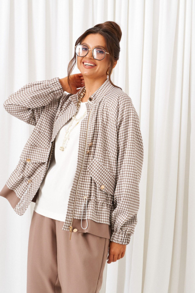 Блуза, брюки, жакет Beautiful&Free 6420 песочно-молочный - фото 5