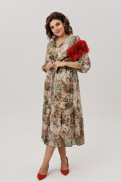 Платье Anelli 1805 кремовая-виола - фото 10