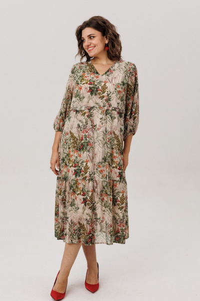 Платье Anelli 1805 кремовая-виола - фото 1