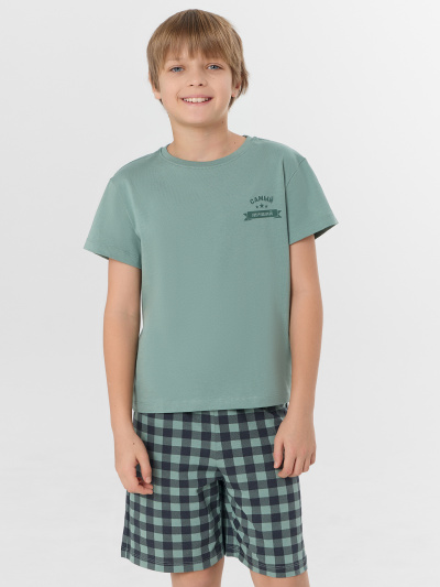 Футболка, шорты Mark Formelle 563322/25-39772ПП-0 зеленая_пастель_зеленая_клетка_1_сл_на_пол - фото 1