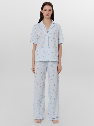 Брюки, рубашка Mark Formelle 592554/25-34625ПП-0 цветы_на_голубой_полоске - фото 1