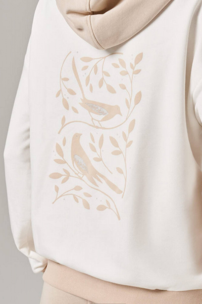 Худи Nelva 23151 бежевый/молочный - фото 6