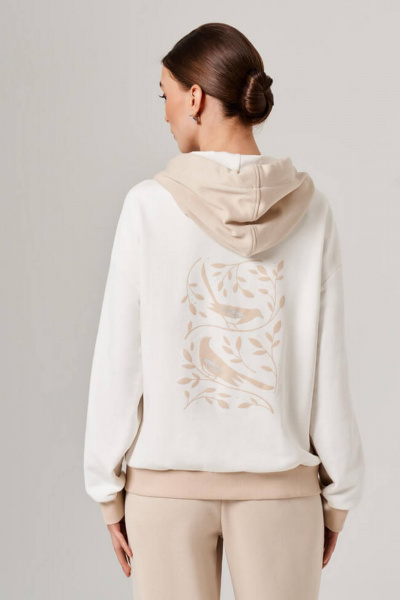 Худи Nelva 23151 бежевый/молочный - фото 5