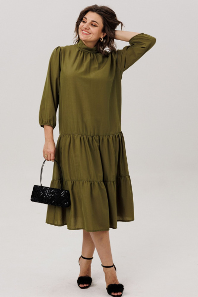 Платье Anelli 1798 испанская-оливка - фото 4