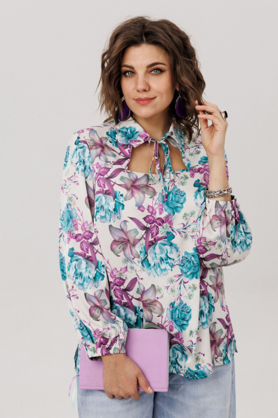 Блуза Anelli 1806 розы_лилии_пионы - фото 10