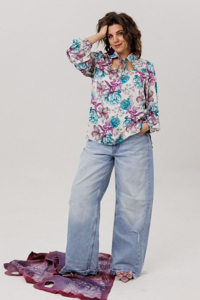 Блуза Anelli 1806 розы_лилии_пионы - фото 9