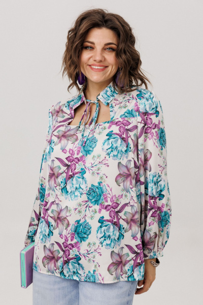 Блуза Anelli 1806 розы_лилии_пионы - фото 1