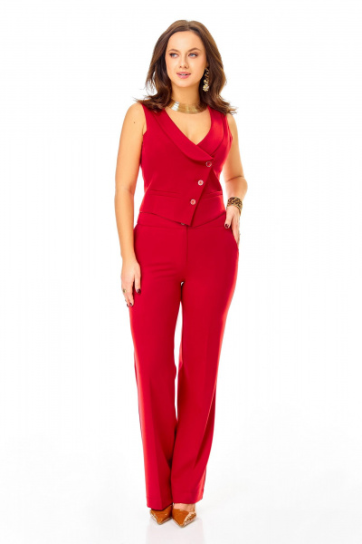 Брюки, жакет, жилет Ольга Стиль С-992 красный - фото 2